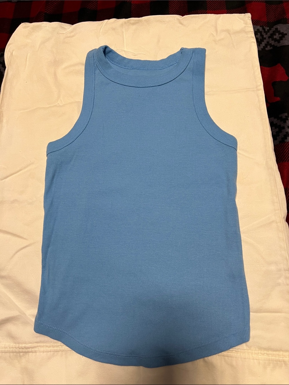 SO Sky Blue Ribbed Tank Top
